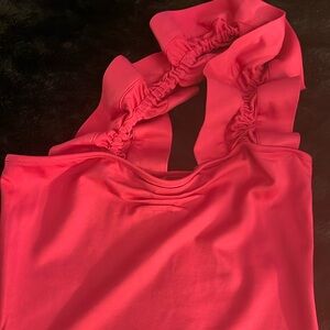 Elegant One Shoulder Dress in Bold Pink